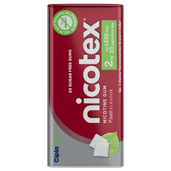 Nicotex 2mg Sugar Free Paan Flavour Nicotine Gums, 29 Count, Pack of 1