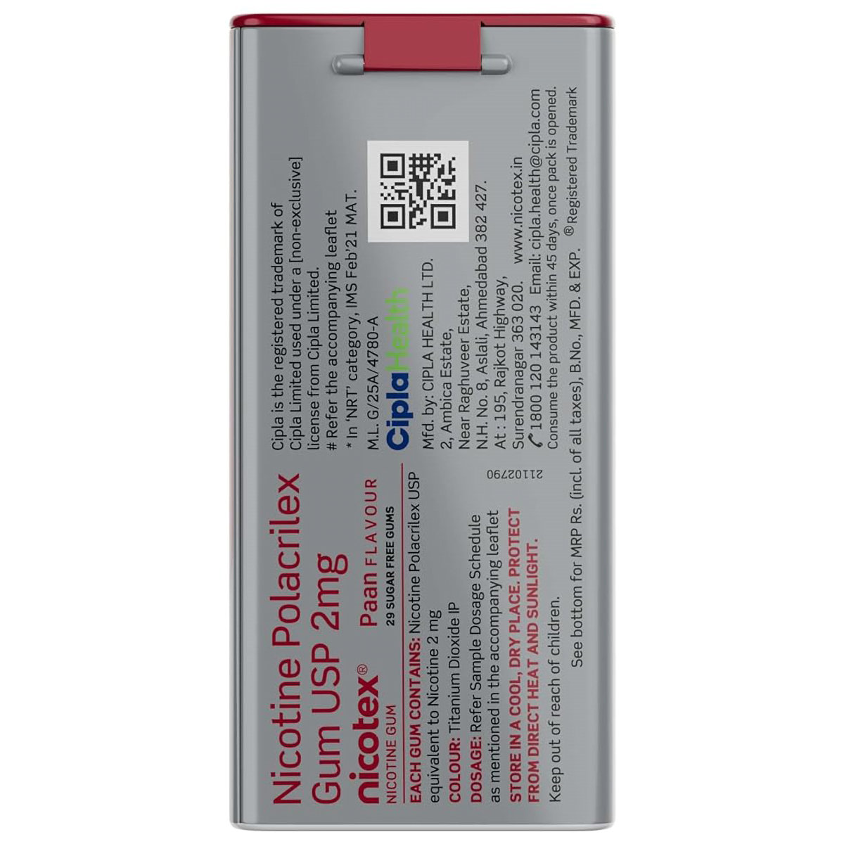 Nicotex 2mg Sugar Free Paan Flavour Nicotine Gums, 29 Count, Pack of 1 Nicotex 2mg Sugar Free Paan Flavour Nicotine Gums, 29 Count, Pack of 1