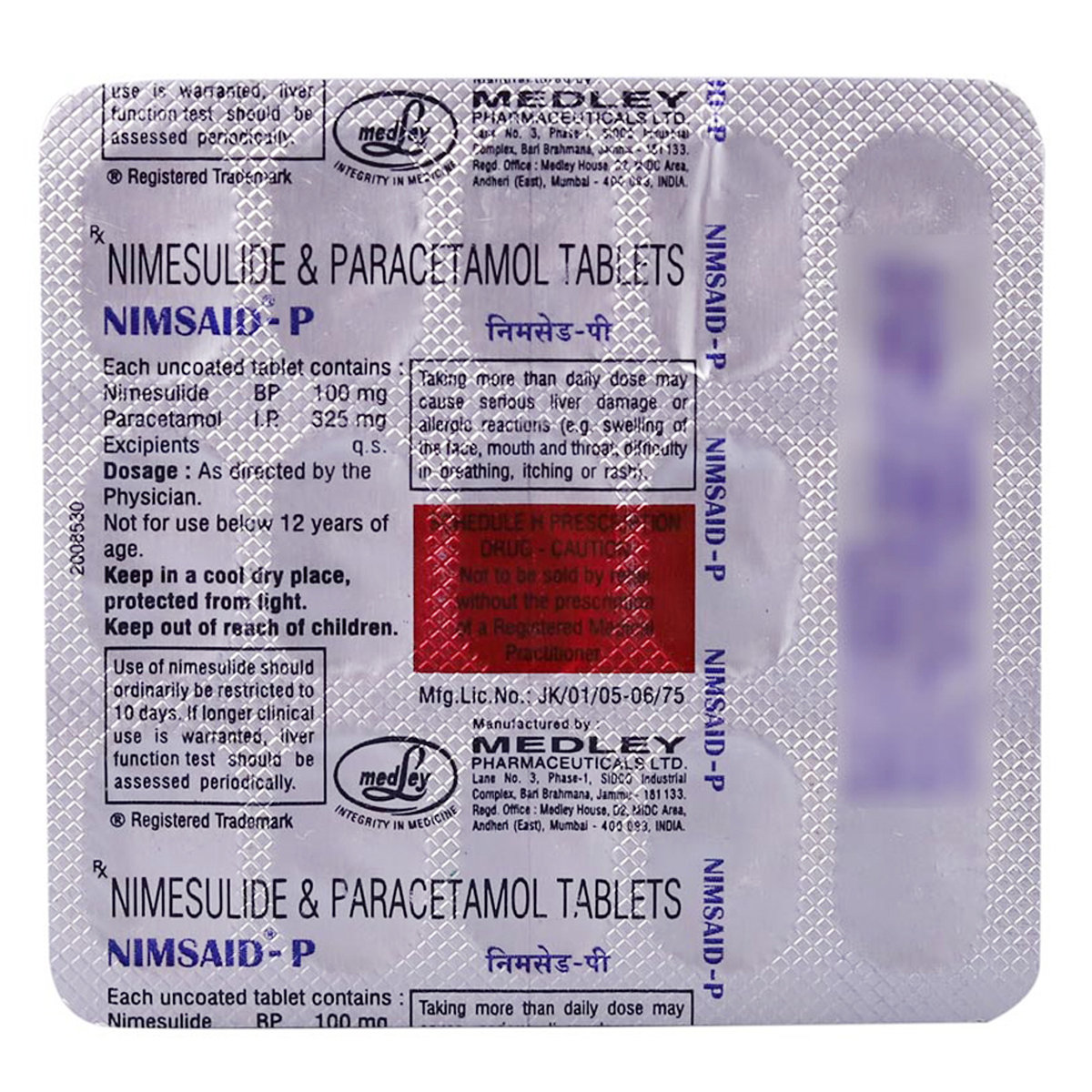Nimsaid-P Tablet 15's, Pack of 15 TabletS Nimsaid-P Tablet 15's, Pack of 15 TabletS