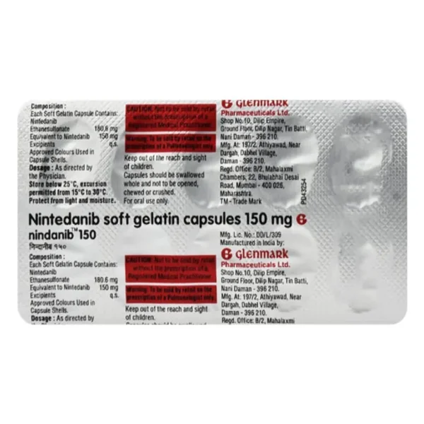 Nindanib 150 Soft Gelatin Capsule 10's