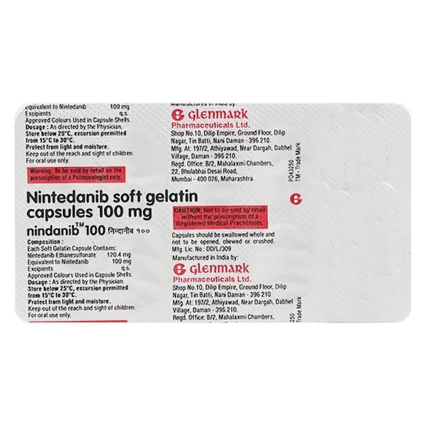 Nindanib 100 Soft Gelatin Capsule 10's