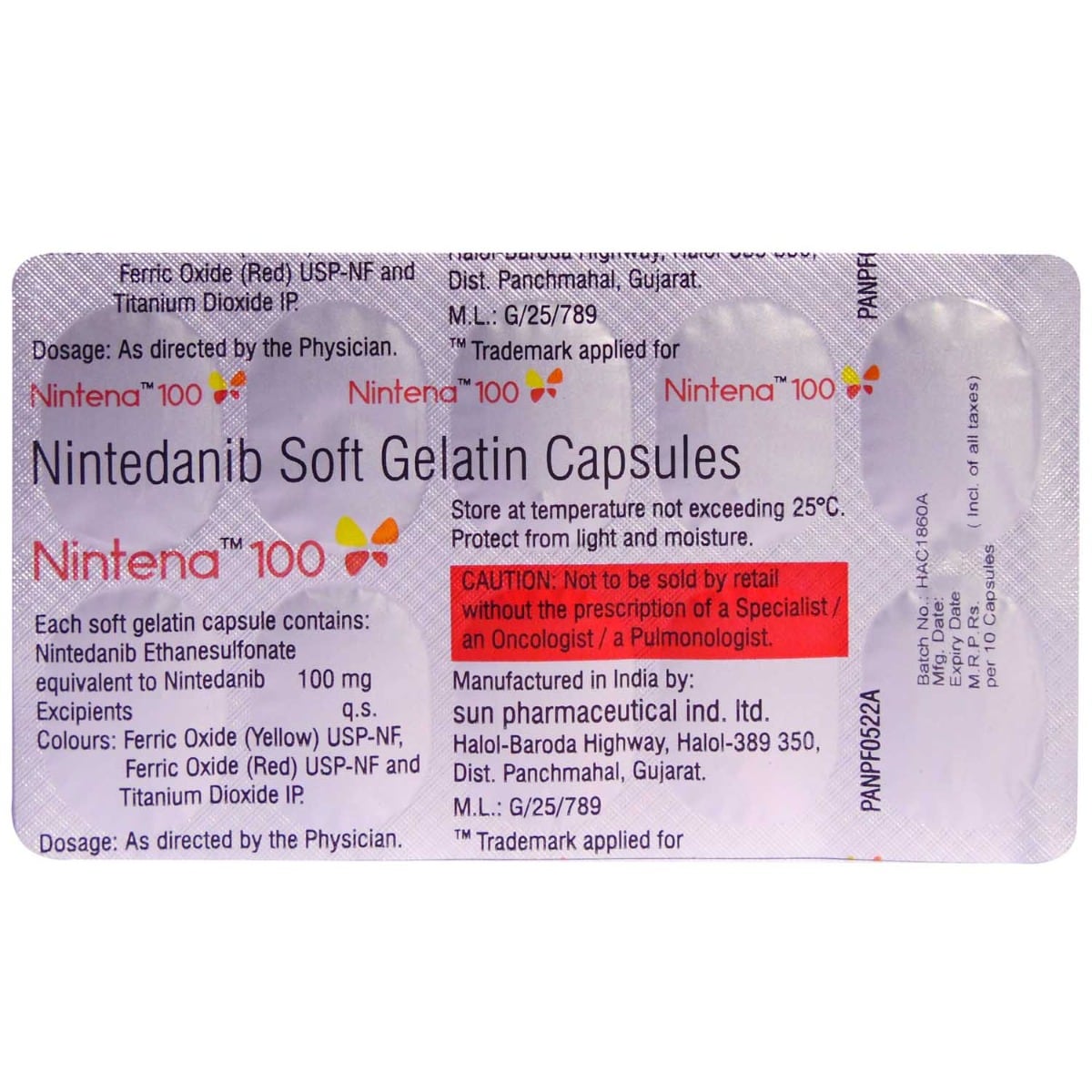 Nintena 100 mg Soft Gelatin Capsule 10's, Pack of 10 CAPSULES Nintena 100 mg Soft Gelatin Capsule 10's, Pack of 10 CAPSULES