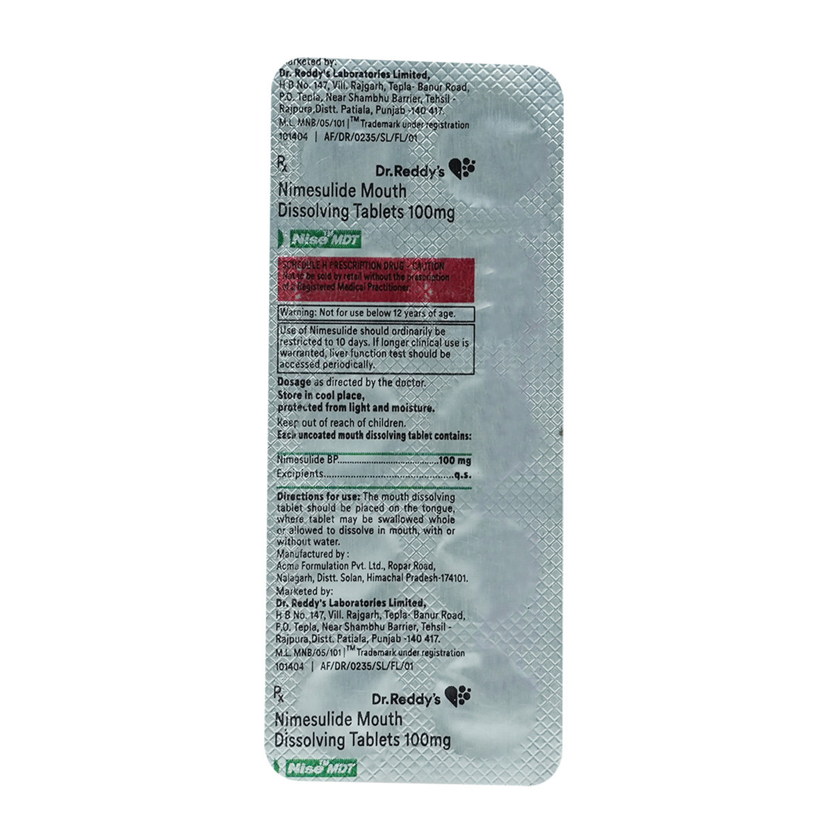Nise MDT 100 Tablet 10's, Pack of 10 TabletS Nise MDT 100 Tablet 10's, Pack of 10 TabletS