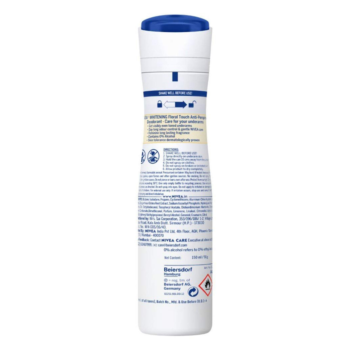 Nivea Whitening Floral Touch Deodorant Spray, 150 ml, Pack of 1 Nivea Whitening Floral Touch Deodorant Spray, 150 ml, Pack of 1