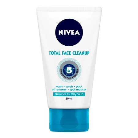 Nivea Total Face Cleanup Face Wash 50 ml | Enriched With Magnolia Extract | Removes Excess Oil | Reduce Dark Spot | For Normal To Oily Skin