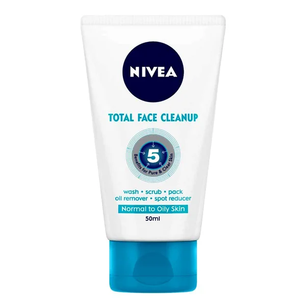 Nivea Total Face Cleanup Face Wash 50 ml | Enriched With Magnolia Extract | Removes Excess Oil | Reduce Dark Spot | For Normal To Oily Skin, Pack of 1