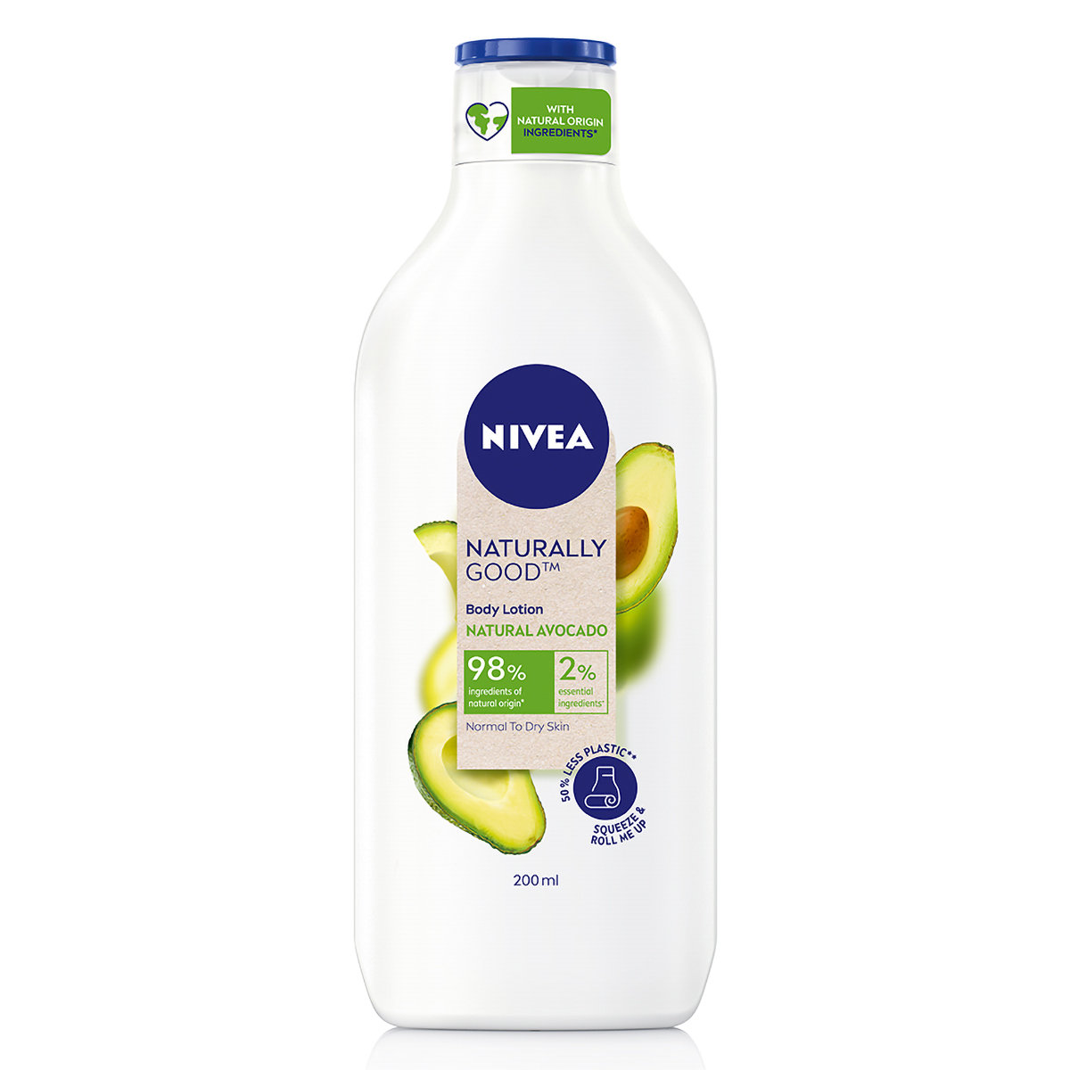 Nivea Naturally Good Natural Avocado Body Lotion 200 ml | With Natural Avacado Extract | 98 % Natural Ingredients | For Normal To Dry Skin, Pack of 1 Nivea Naturally Good Natural Avocado Body Lotion 200 ml | With Natural Avacado Extract | 98 % Natural Ingredients | For Normal To Dry Skin, Pack of 1