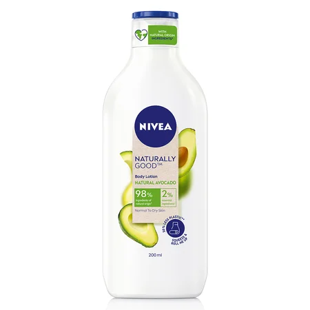 Nivea Naturally Good Natural Avocado Body Lotion 200 ml | With Natural Avacado Extract | 98 % Natural Ingredients | For Normal To Dry Skin