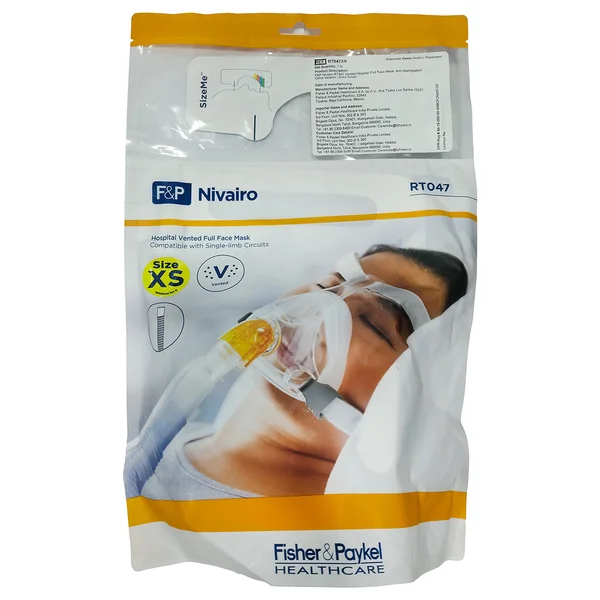 F&P Nivairo Vented Hospital Full Face Mask XS RT047, 1 Count