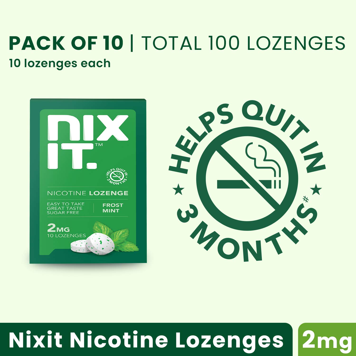 Nixit Frost Mint Nicotine Lozenge 2Mg, Pack of 1 Nixit Frost Mint Nicotine Lozenge 2Mg, Pack of 1