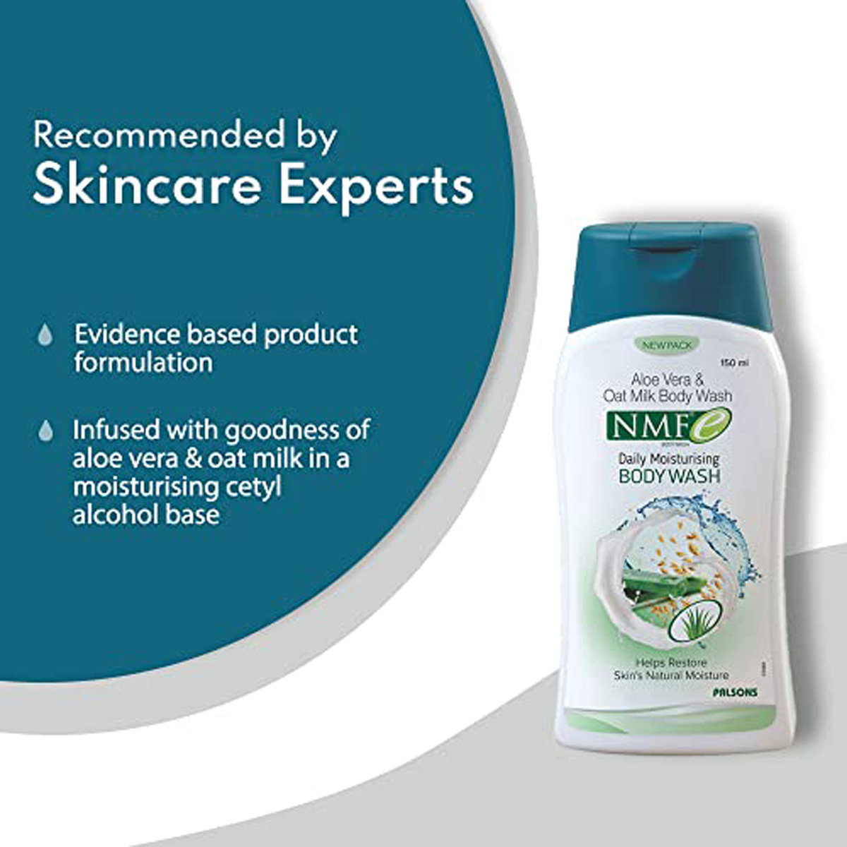 NMFe Daily Moisturising Body Wash 150 ml | With Aloe-Vera & Oatmilk | Restores Skin Moisture | Prevents Dry Skin, Pack of 1 NMFe Daily Moisturising Body Wash 150 ml | With Aloe-Vera & Oatmilk | Restores Skin Moisture | Prevents Dry Skin, Pack of 1