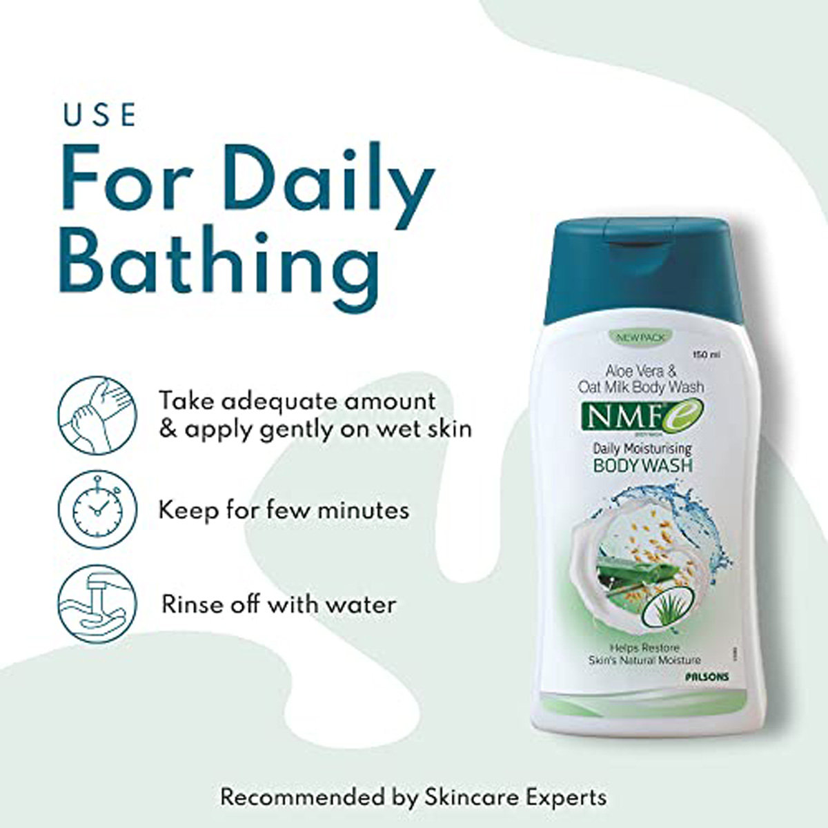 NMFe Daily Moisturising Body Wash 150 ml | With Aloe-Vera & Oatmilk | Restores Skin Moisture | Prevents Dry Skin, Pack of 1 NMFe Daily Moisturising Body Wash 150 ml | With Aloe-Vera & Oatmilk | Restores Skin Moisture | Prevents Dry Skin, Pack of 1