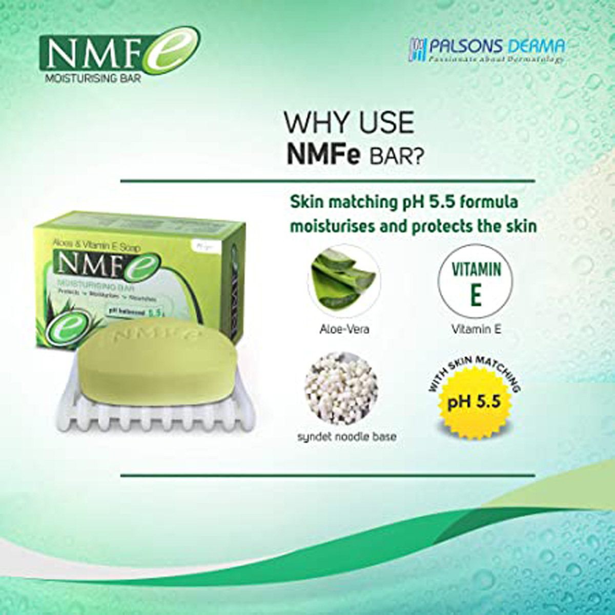 NMFe Moisturising Bar 75 gm | With Aloe-Vera, Vitamin E, Shea Butter, Cocum Butter & Glycerin | Moisturises, Nourishes & Protects Skin | pH Balanced 5.5 | For Dry Skin & All Skin Type, Pack of 1 NMFe Moisturising Bar 75 gm | With Aloe-Vera, Vitamin E, Shea Butter, Cocum Butter & Glycerin | Moisturises, Nourishes & Protects Skin | pH Balanced 5.5 | For Dry Skin & All Skin Type, Pack of 1