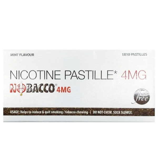 Nobacco 4Mg Sugar Free Mint Flavour Pastilles, 10 Count, Pack of 10