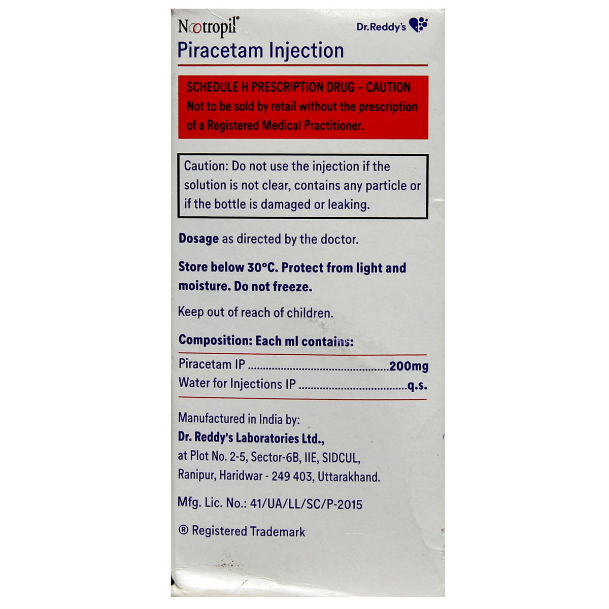 Nootropil Injection 60 ml, Pack of 1 Injection Nootropil Injection 60 ml, Pack of 1 Injection