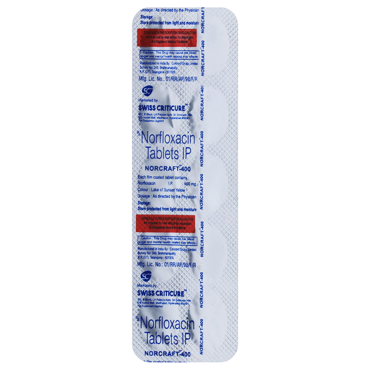 Norfloxacin 400 mg Tablet 10's, Pack of 10 TABLETS Norfloxacin 400 mg Tablet 10's, Pack of 10 TABLETS