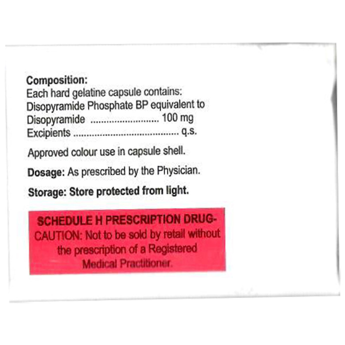 Norpace Capsule 10's, Pack of 10 CAPSULES Norpace Capsule 10's, Pack of 10 CAPSULES