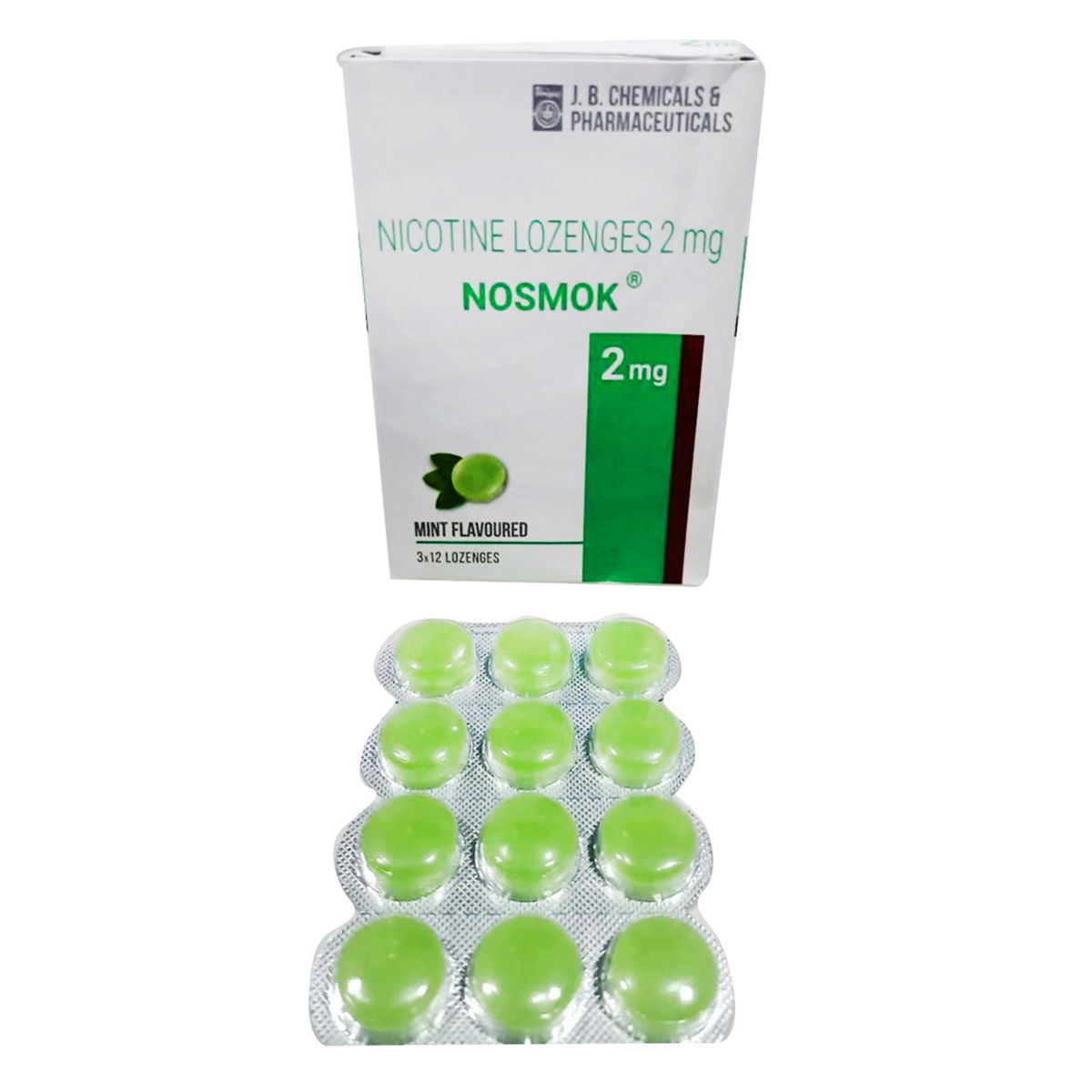 Buy Nosmok 2mg Mint Flavour Lozenges, 12 Count Online