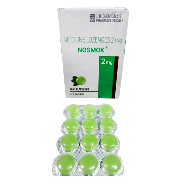 Nosmok 2mg Mint Flavour Lozenges, 12 Count, Pack of 12