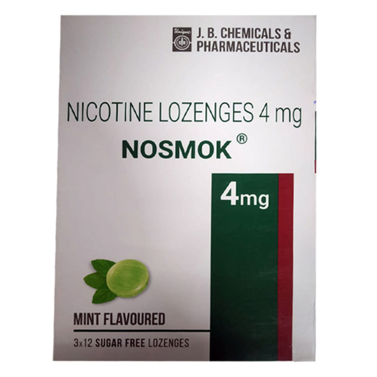 Buy Nosmok 4mg Mint Flavour Sugar Free Lozenges, 12 Count Online