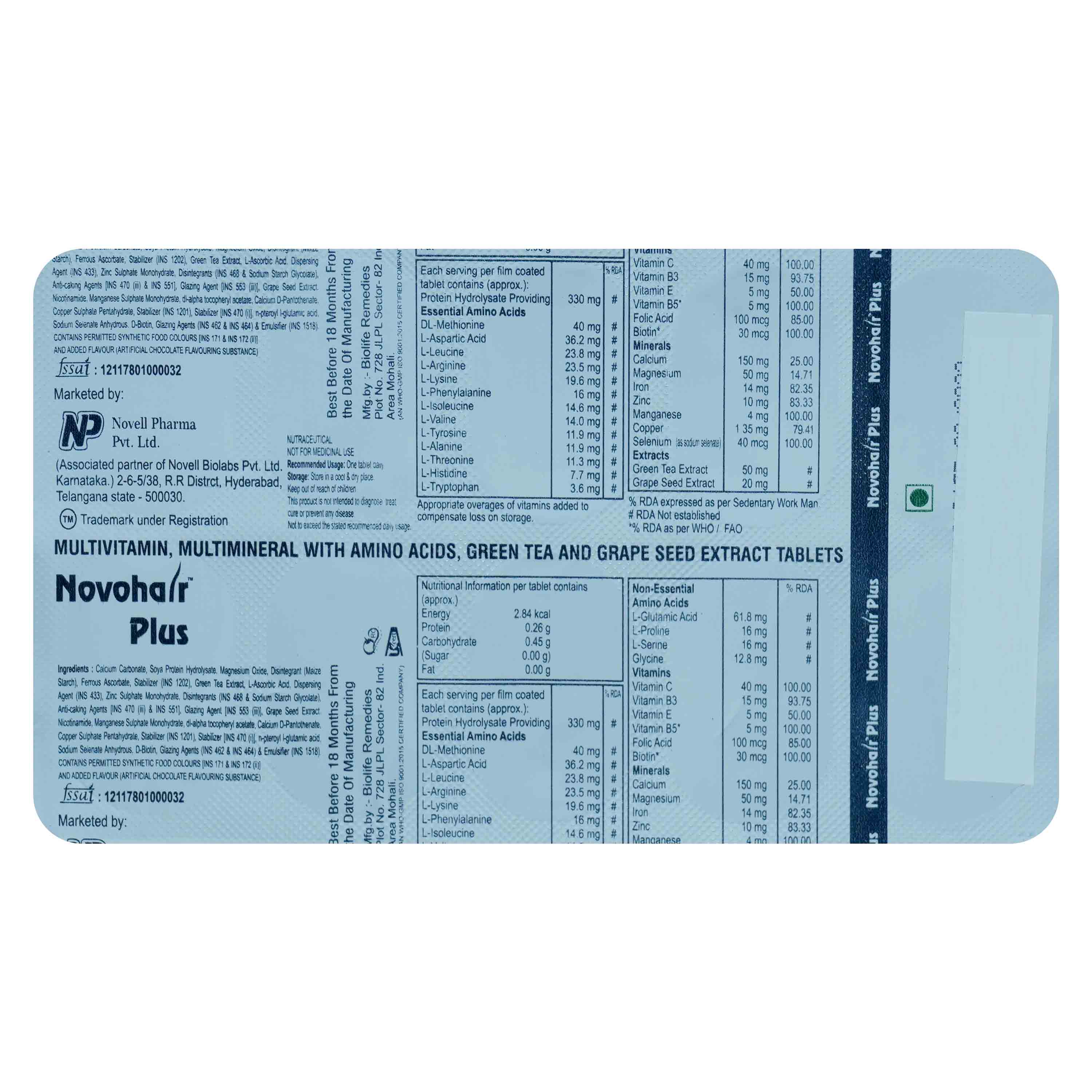 Novohair Plus Tab 10'S, Pack of 10 Novohair Plus Tab 10'S, Pack of 10