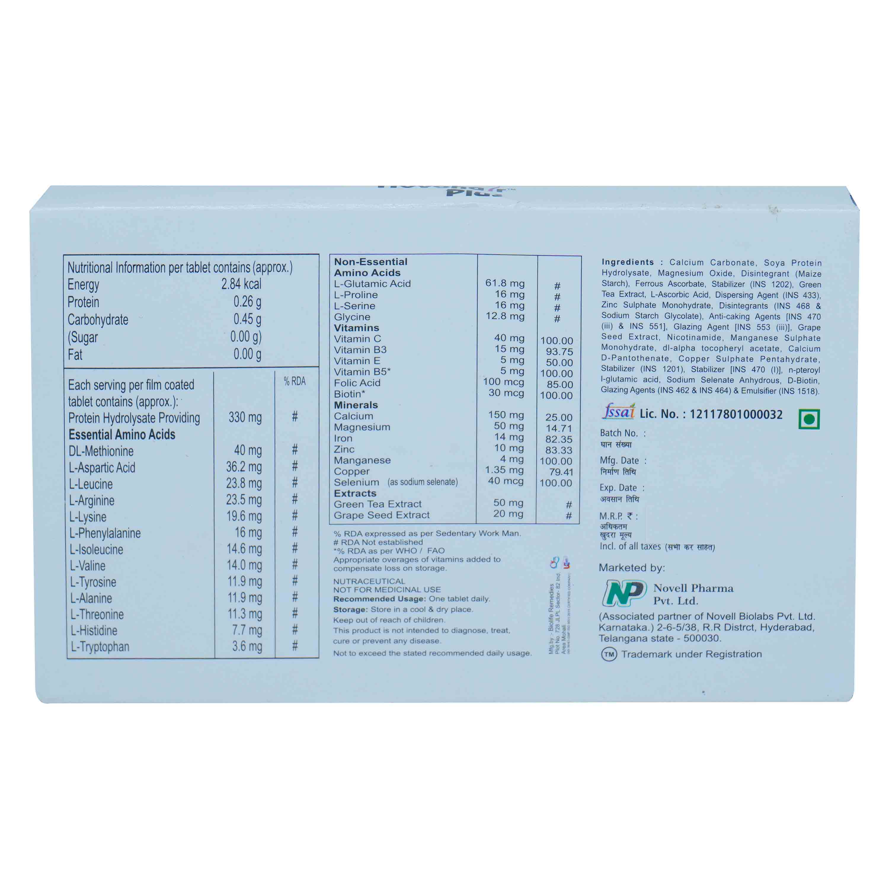 Novohair Plus Tab 10'S, Pack of 10 Novohair Plus Tab 10'S, Pack of 10