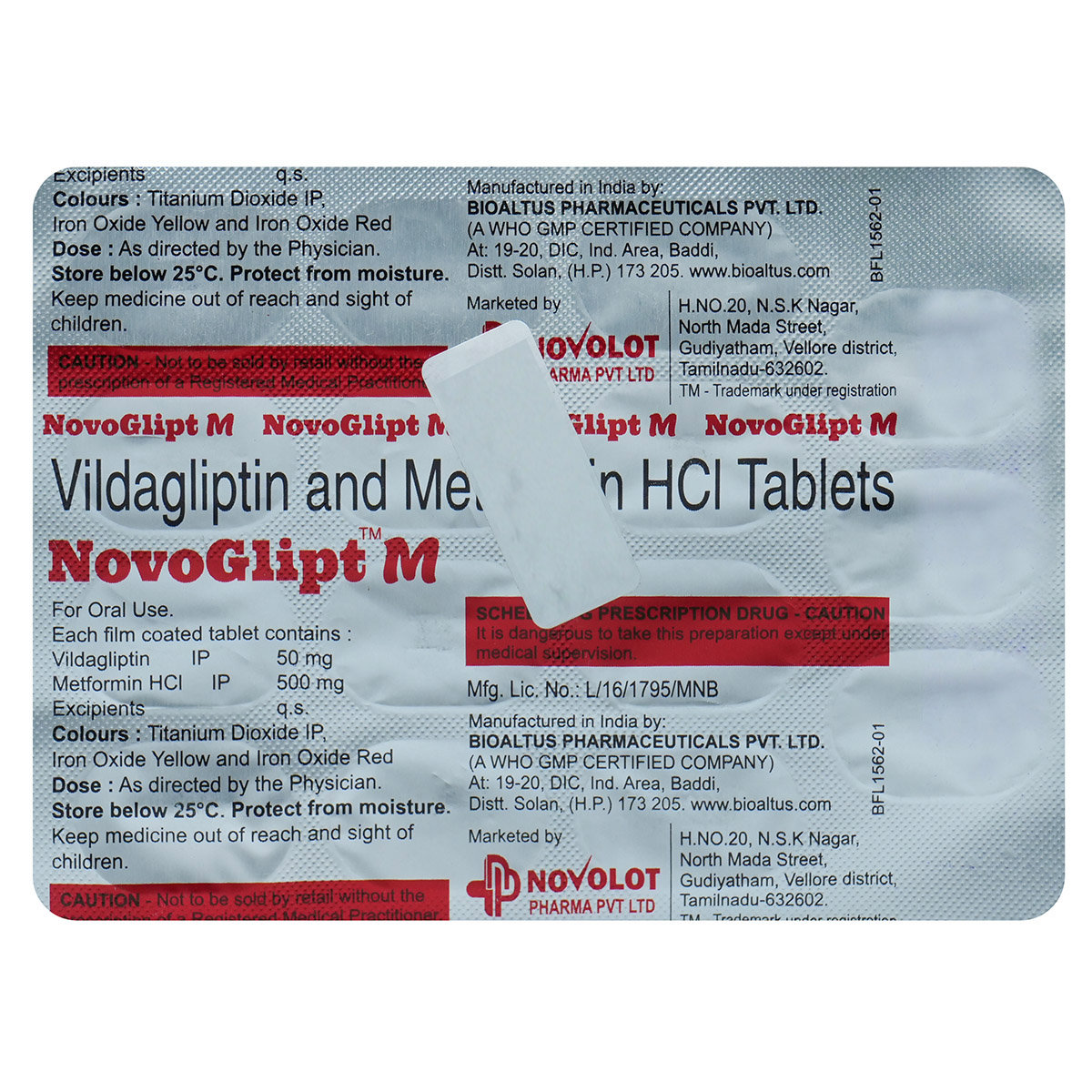 Novoglipt M Tablet 15's, Pack of 15 TabletS Novoglipt M Tablet 15's, Pack of 15 TabletS