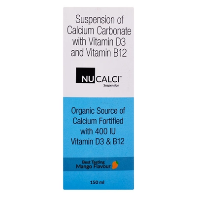 Nucalci Mango Flavour Suspension 150 ml, Pack of 1 Suspension