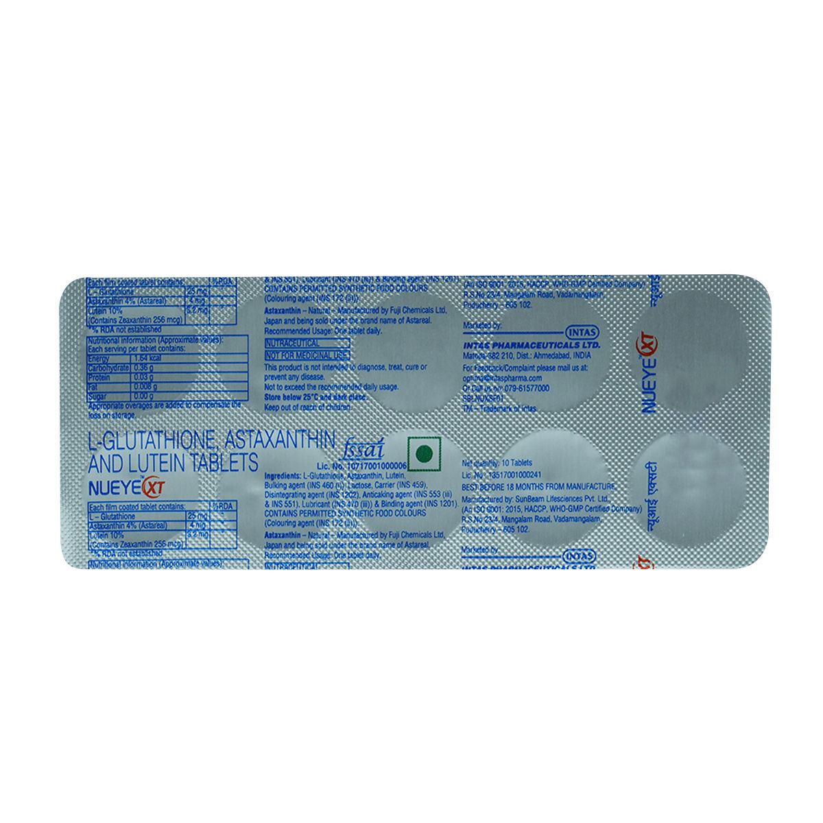 Nueye Xt Tab 10'S, Pack of 10 TabletS
