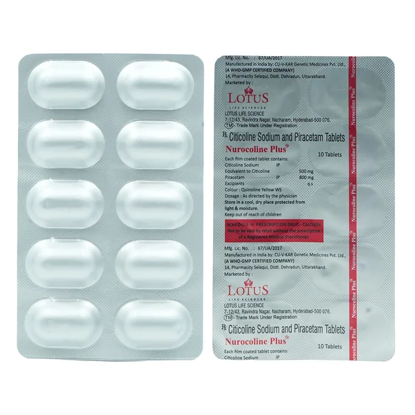 Nurocoline Plus 500/800 Tab 10'S, Pack of 10