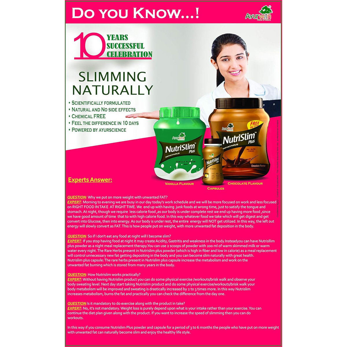 Ayurwin Nutrislim, 60 Capsules, Pack of 1 Ayurwin Nutrislim, 60 Capsules, Pack of 1