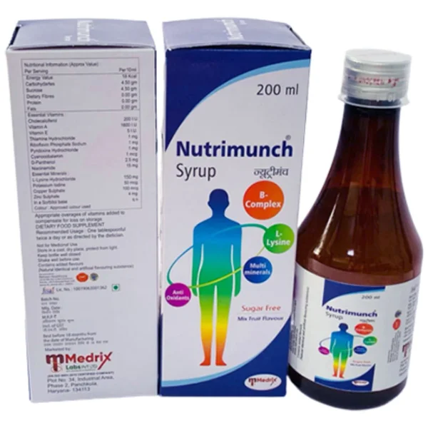 Nutrimunch Sugar Free Mix Fruit Syrup 200 ml, Pack of 1