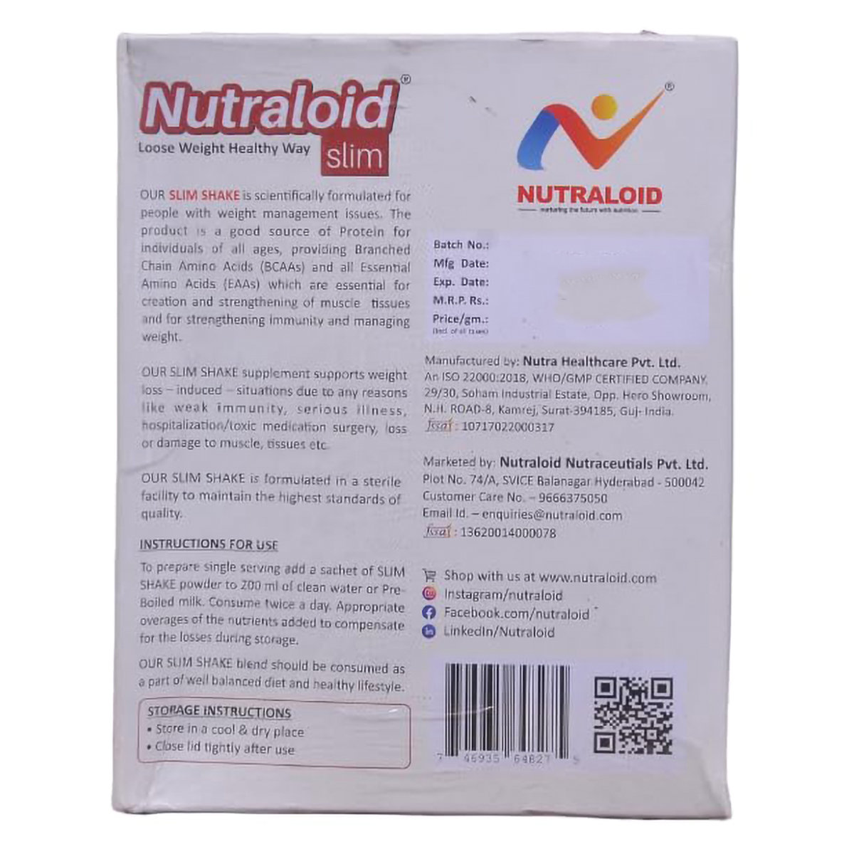 Nutraloid Slim Vanilla Powder 385 gm, Pack of 1 Nutraloid Slim Vanilla Powder 385 gm, Pack of 1