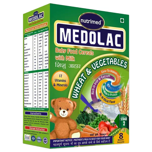 NUTRIMED MEDOLAC WHEAT &amp; VEG STAGE 2 400G TIN, Pack of 1