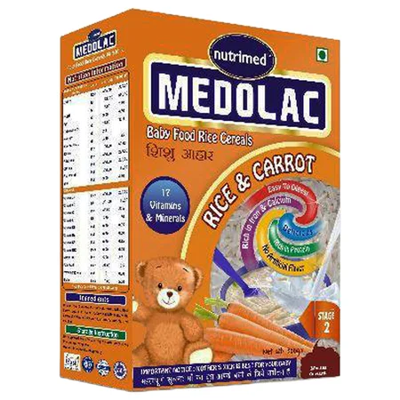 Nutrimed Medolac Rice & Carrot Stage-2 Baby Cereal, 400 gm Tin