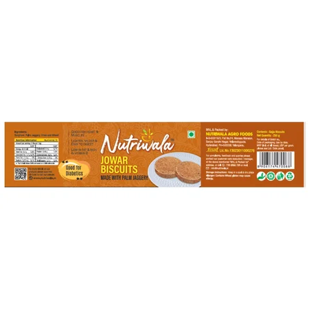 Nutriwala Jowar Biscuits With Jaggery, 250 gm