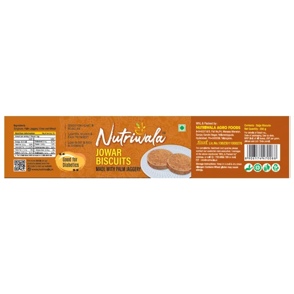 Nutriwala Jowar Biscuits With Jaggery, 250 gm