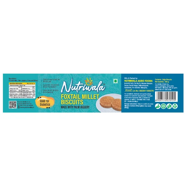 Nutriwala Foxtail Millet Biscuits With Jagery, 250 gm