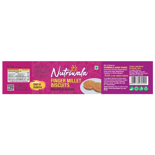 Nutriwala Finger Millet Biscuits With Jaggery, 250 gm