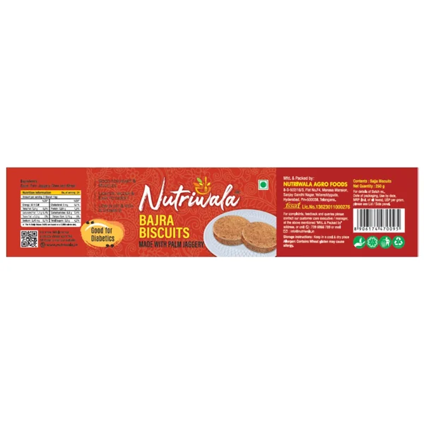 Nutriwala Bajra Biscuits With Jaggery, 250 gm