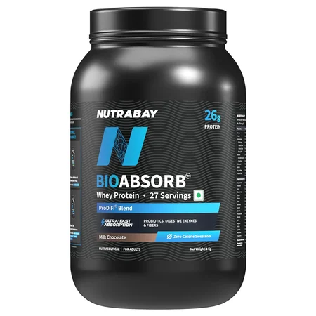 Nutrabay BioAbsorb Milk Chocolate Flavour Whey Protein Powder, 1 kg