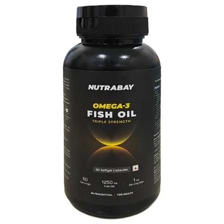 Nutrabay 1250mg Fish Oil Omega 3 Triple Strength, 60 Capsules