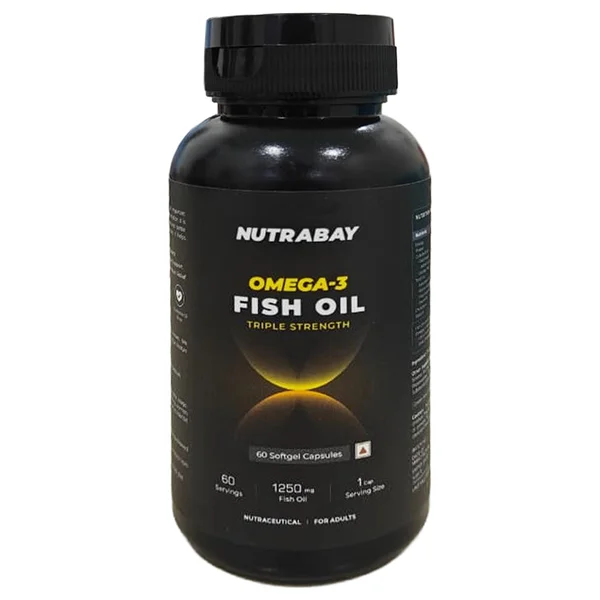 Nutrabay 1250mg Fish Oil Omega 3 Triple Strength, 60 Capsules