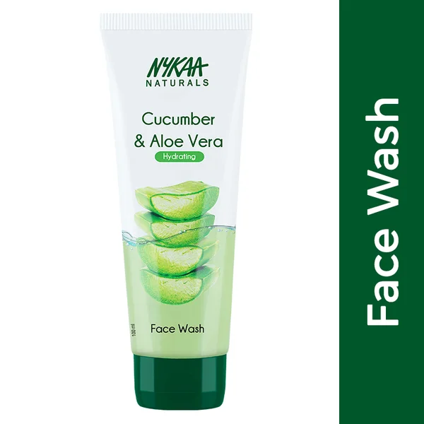 Nykaa Naturals Cucumber &amp; Aloe Face Wash 100 ml | Aloevera &amp; Cucumber | Deep Cleasning | For Hydrated Skin | For Men &amp; Women | For All Skin Types, Pack of 1