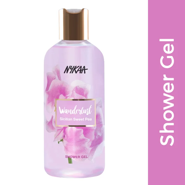 Nykaa Wanderlust Sicilian Sweet Pea Shower Gel 300 ml | Everyday Gentle Cleanser, Pack of 1