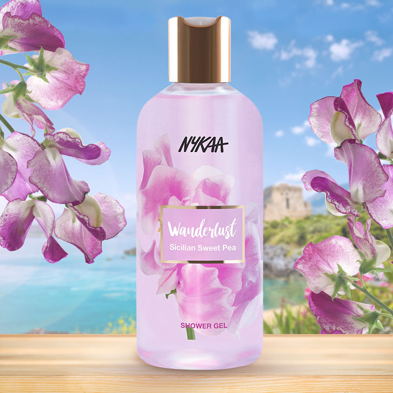 Nykaa Wanderlust Sicilian Sweet Pea Shower Gel 300 ml | Everyday Gentle Cleanser, Pack of 1 Nykaa Wanderlust Sicilian Sweet Pea Shower Gel 300 ml | Everyday Gentle Cleanser, Pack of 1