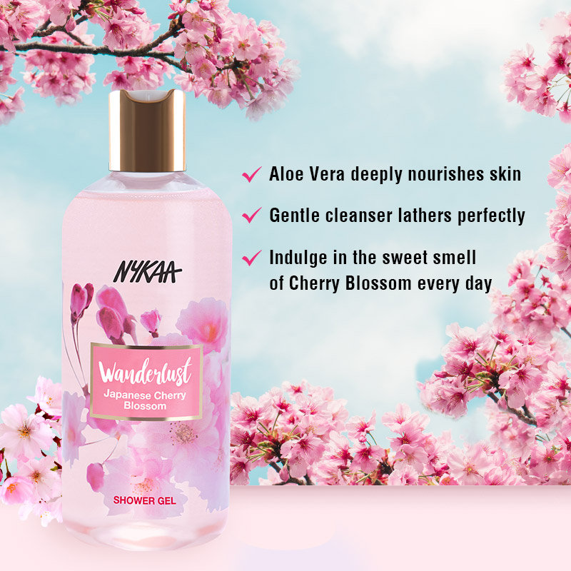 Nykaa Wanderlust Japanese Cherry Blossom Shower Gel 300 ml | Everyday Gentle Cleanser, Pack of 1 Nykaa Wanderlust Japanese Cherry Blossom Shower Gel 300 ml | Everyday Gentle Cleanser, Pack of 1