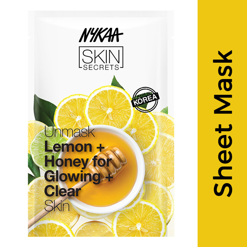 Nykaa Skin Secrets Lemon + Honey Sheet Mask For Glowing & Clear Skin 20 ml | Lemon & Honey | Brightens Skin | Tan Removal, Pack of 1 Nykaa Skin Secrets Lemon + Honey Sheet Mask For Glowing & Clear Skin 20 ml | Lemon & Honey | Brightens Skin | Tan Removal, Pack of 1