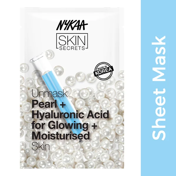Nykaa Skin Secrets Pearl + Hyaluronic Acid Sheet Mask For Glowing + Moisturised Skin 20 ml | Pearl &amp; Hyaluronic Acid, Pack of 1