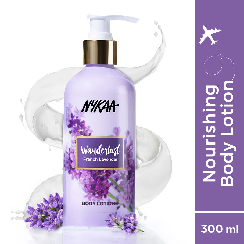 Nykaa Wanderlust French Lavender Body Lotion 300 ml | Moisture Lock Upto 8Hrs | Non Greasy Formula, Pack of 1 Nykaa Wanderlust French Lavender Body Lotion 300 ml | Moisture Lock Upto 8Hrs | Non Greasy Formula, Pack of 1